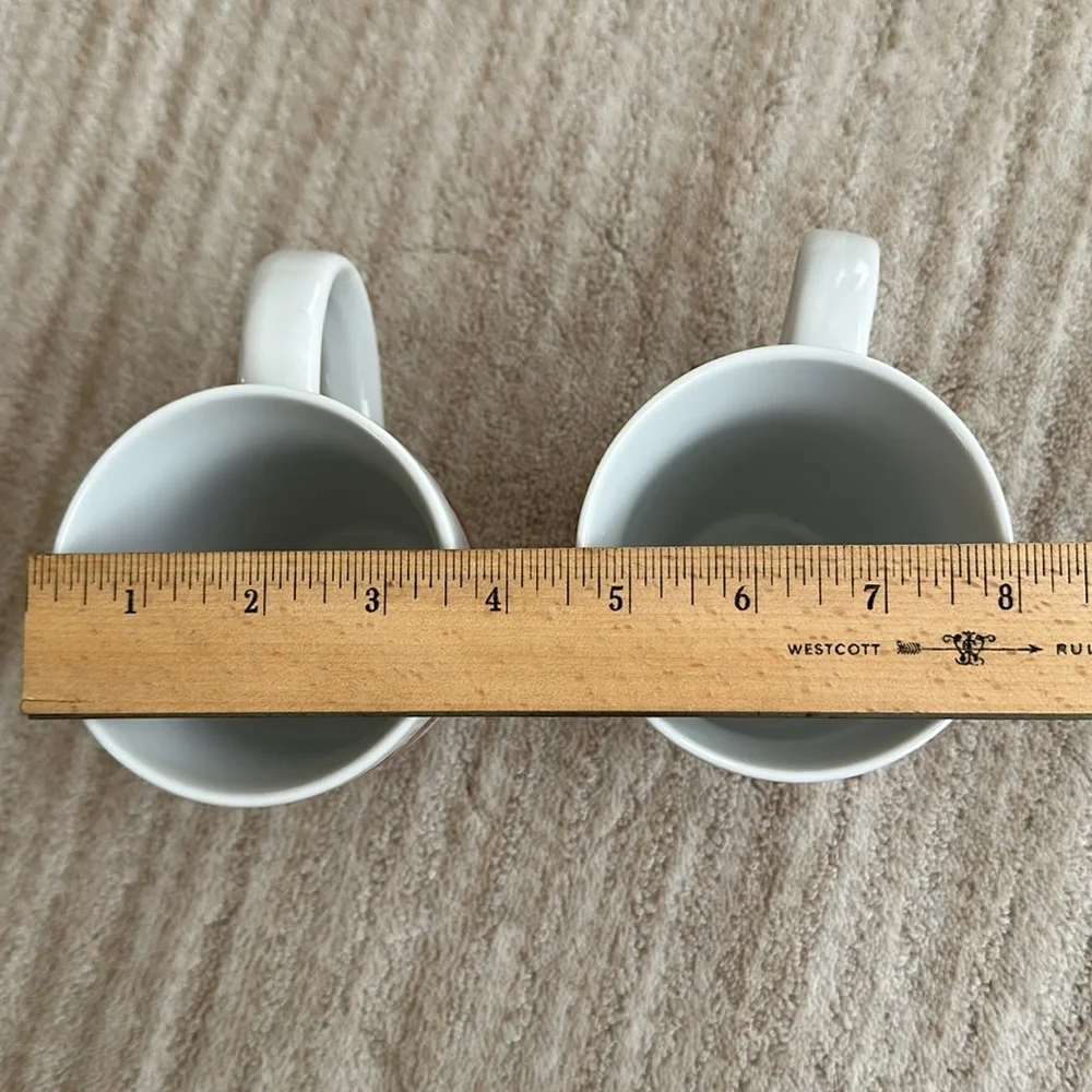 Set of 2 Crate & Barrel GINGERBREAD MAN Skating Snowflakes Coffee Cup Mug 4 1/2